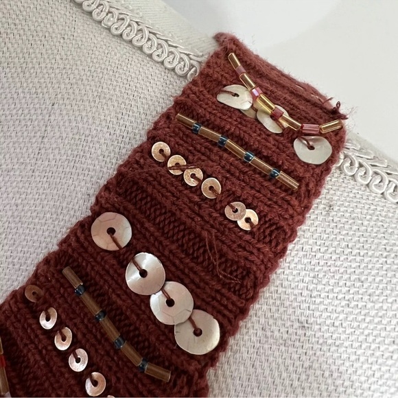 Nine West Nine & Company Petite Rust Red Tank Top Waffle Knit Beaded Sequin - Picture 8 of 9